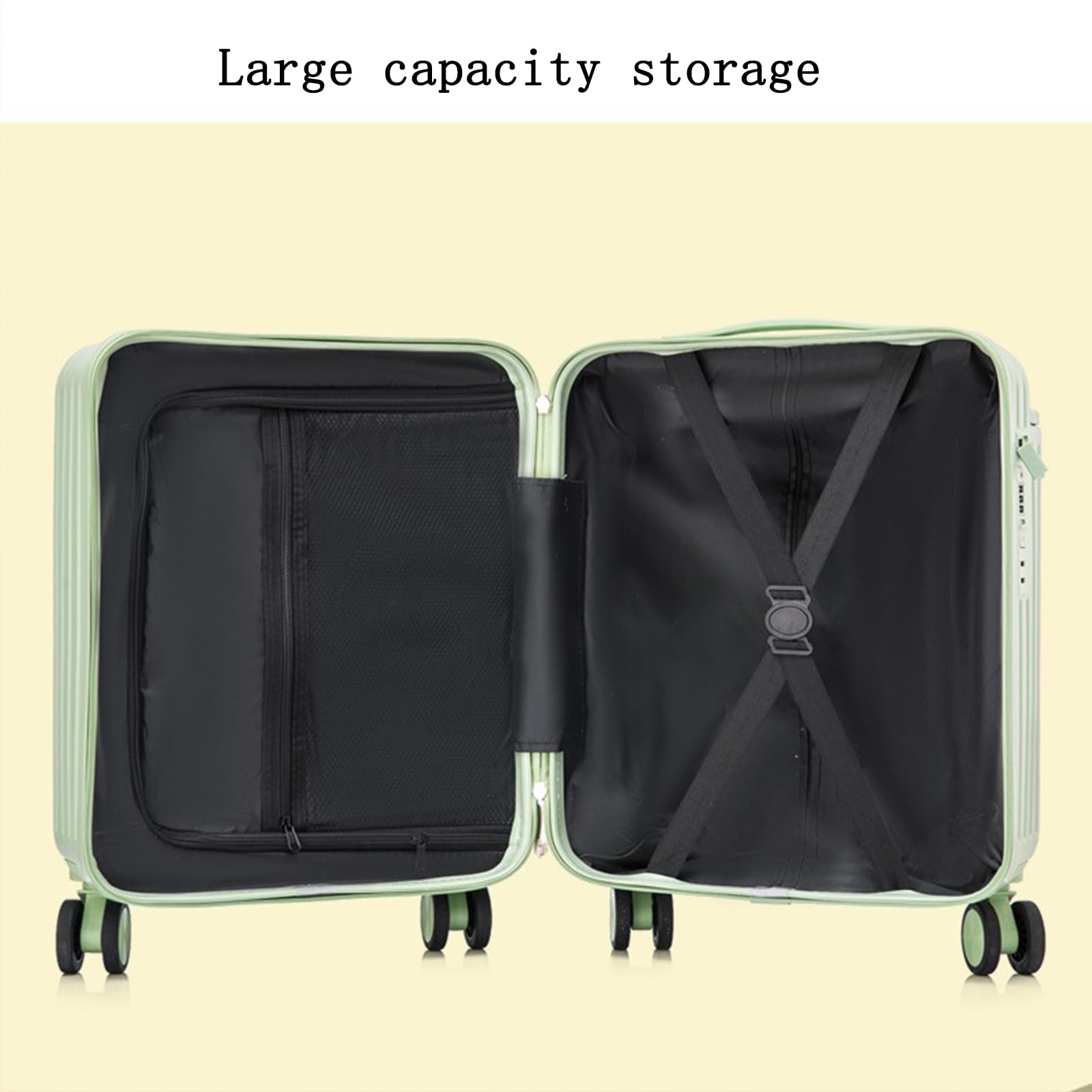 Walizka 24-calowa, twarda walizka podręczna, lekki bagaż podręczny USB, otwierana z przodu, na czas wolny, wakacje, naukę za granicą (black)