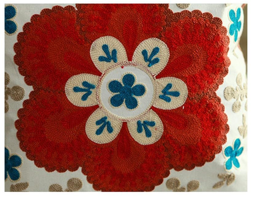 Housse de coussin de canapé à fleurs : coton brodé haute qualité - 8
