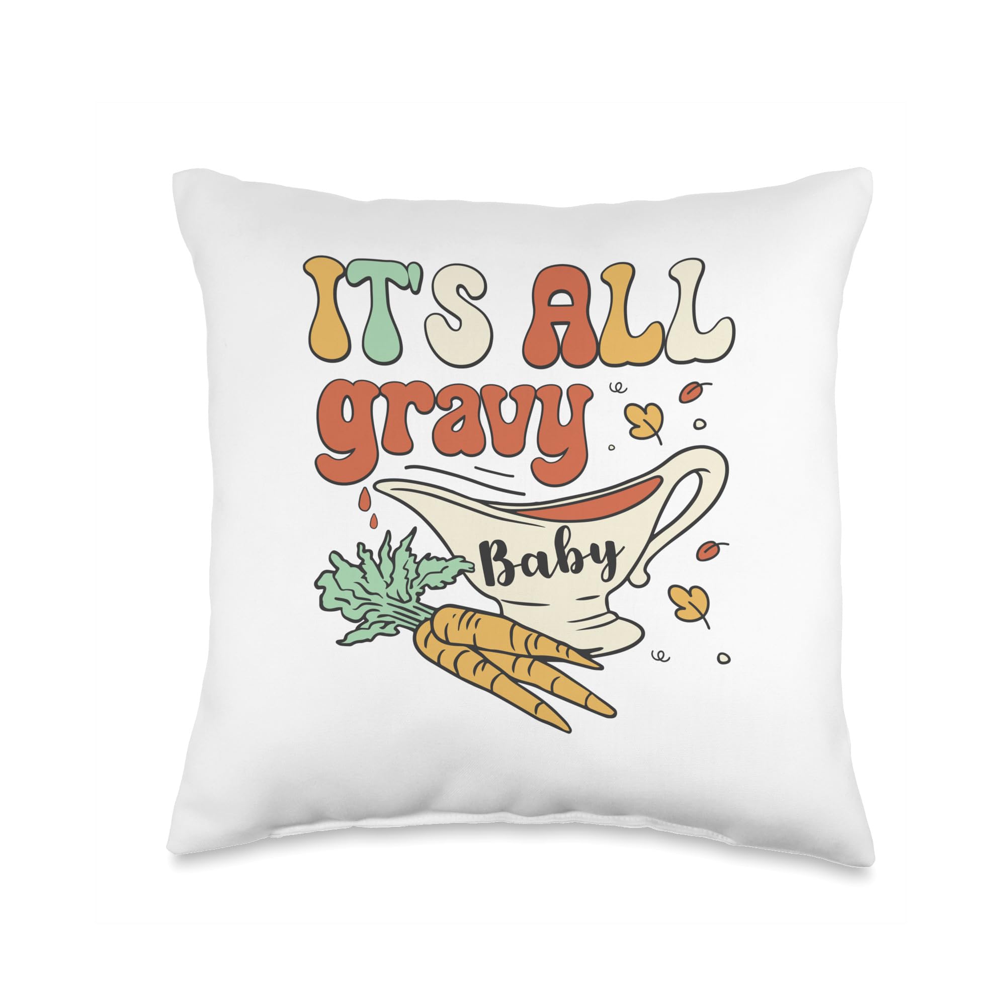 Kdt Retro Funny Thanksgiving Gravy Boat Throw Pillow, 16x16, Multicolor