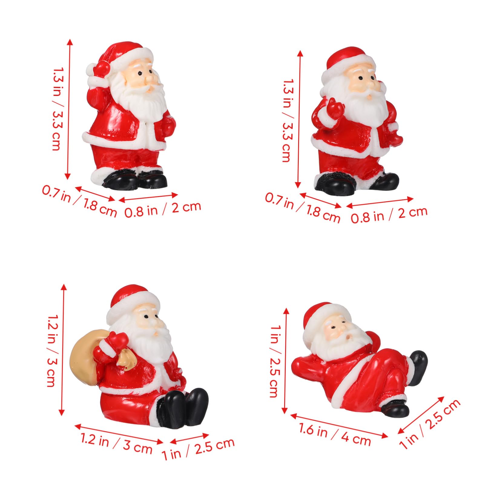 Alipis 12stücke Miniatur-weihnachtsmann aus Kunstharz für Weihnachtsdeko als Dekorative Figur für Mikrolandschaften und Bastelarbeiten für Weihnachtsschmuck Zufälliger Stil