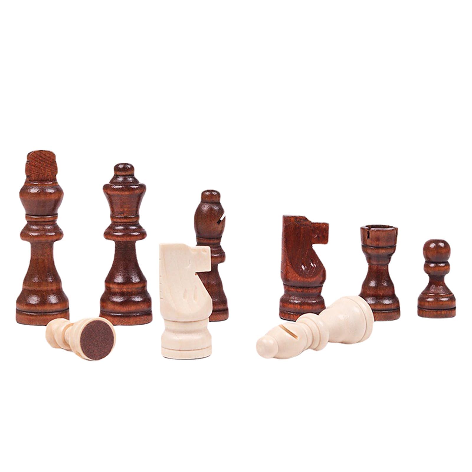 32-Piece Staunton Chess Set - Tournament Standard Wooden Chess Pieces (No Board Included), Portable Professional Chessmen for Club/Home/Travel