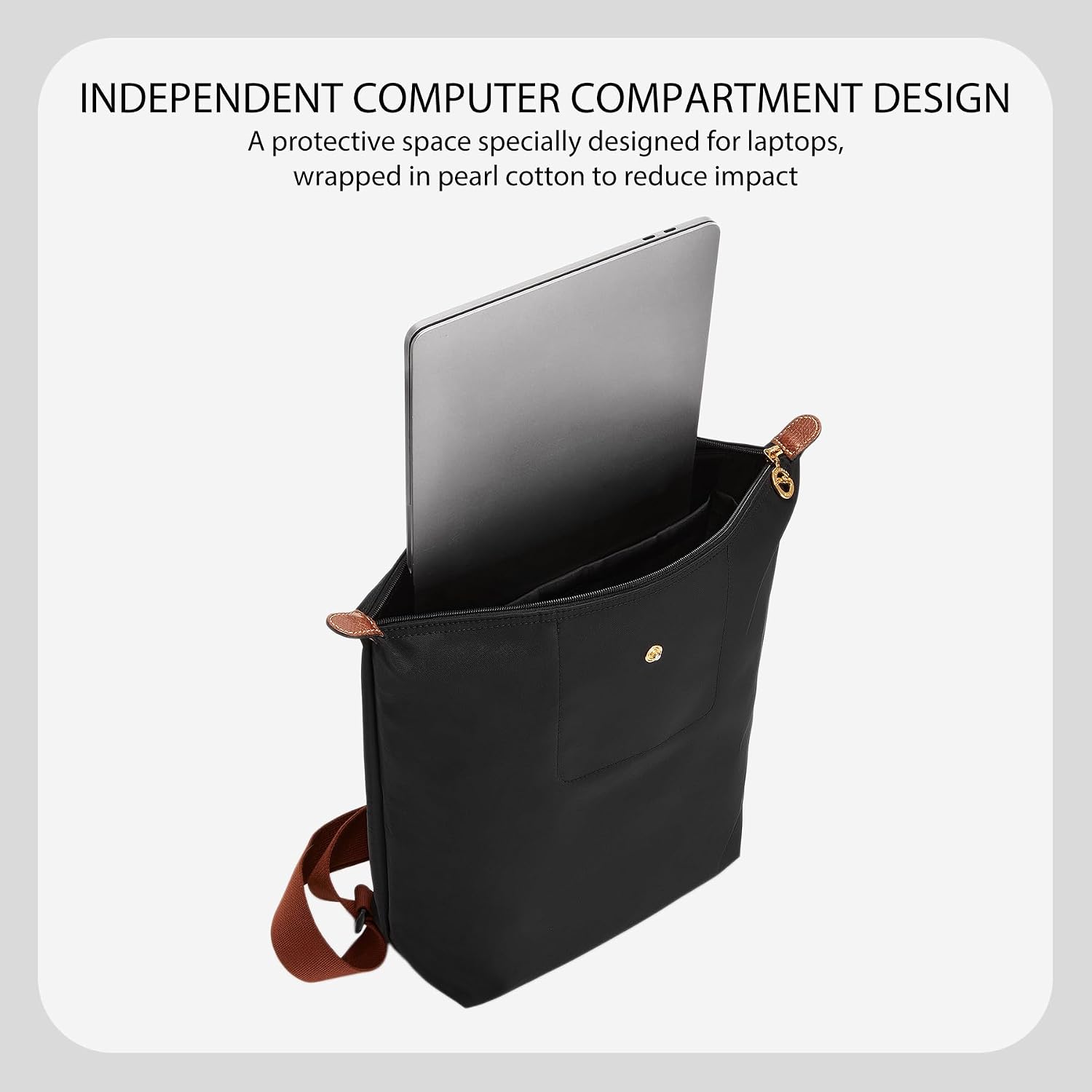 Soft Nylon Purse Organizer Insert for Longchamp Le Pliage M Backpack,Waterproof Lightweight with Laptop Compartment Long Champ Medium Backpack,Upgrade Taller Bag Insert with Cup Holder, Black