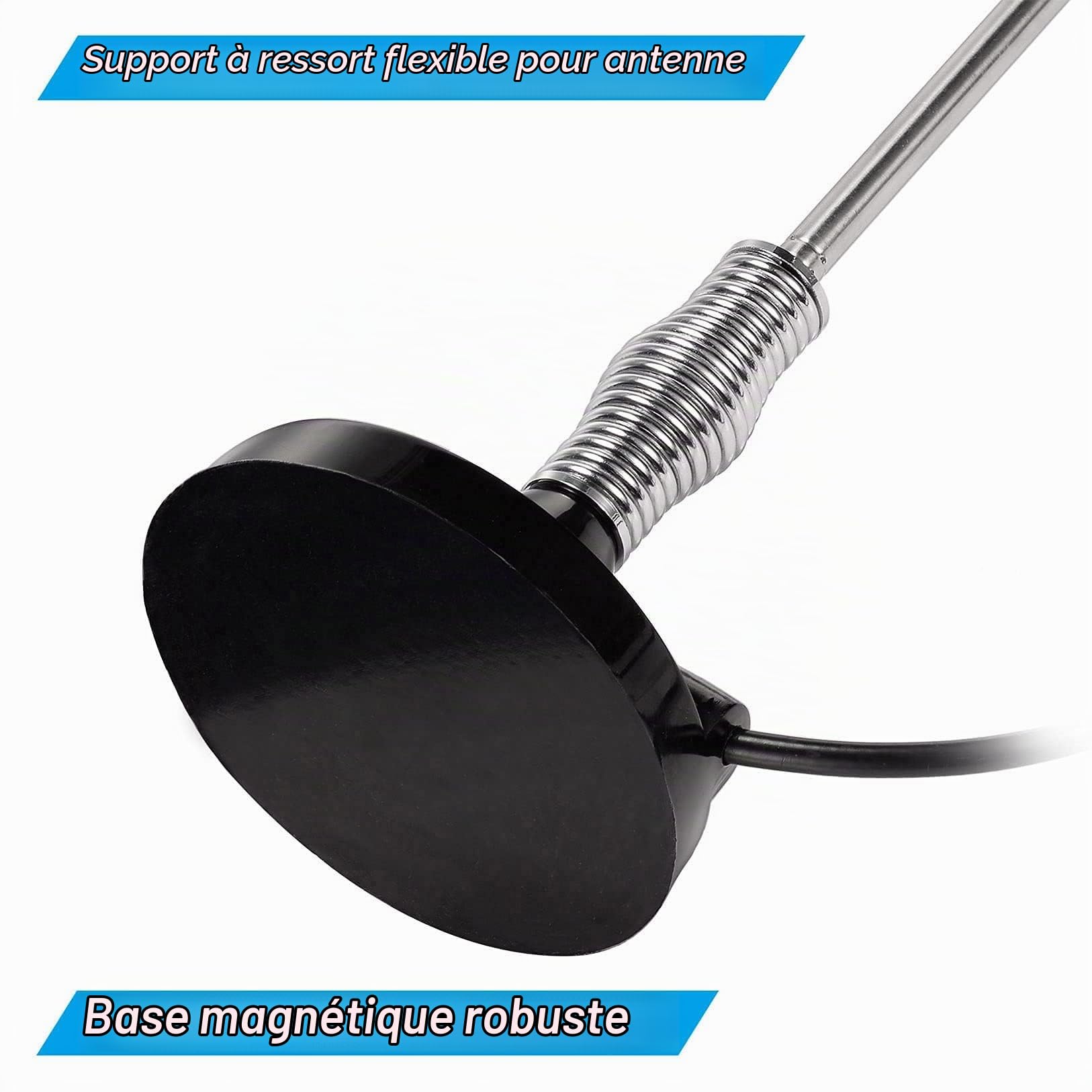 Bingfu Antenne CB Veicolare 27 MHz Flexible Mâle UHF PL259 et BNC 65 cm