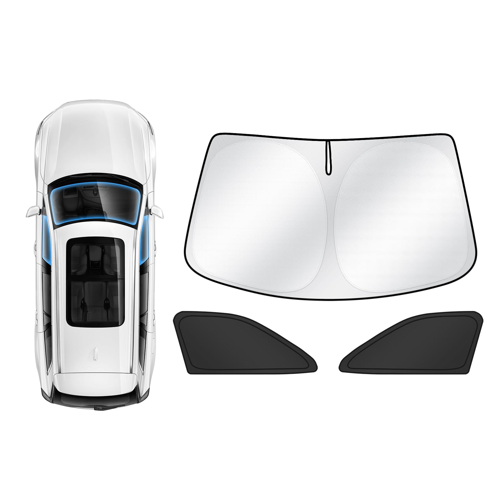 Karltys 3PCS Windshield Sun Shade for Forester 2025, Reflective Front and Side Window Sunshade for Forester, Foldable Sun Visor Protector Cover Blocks