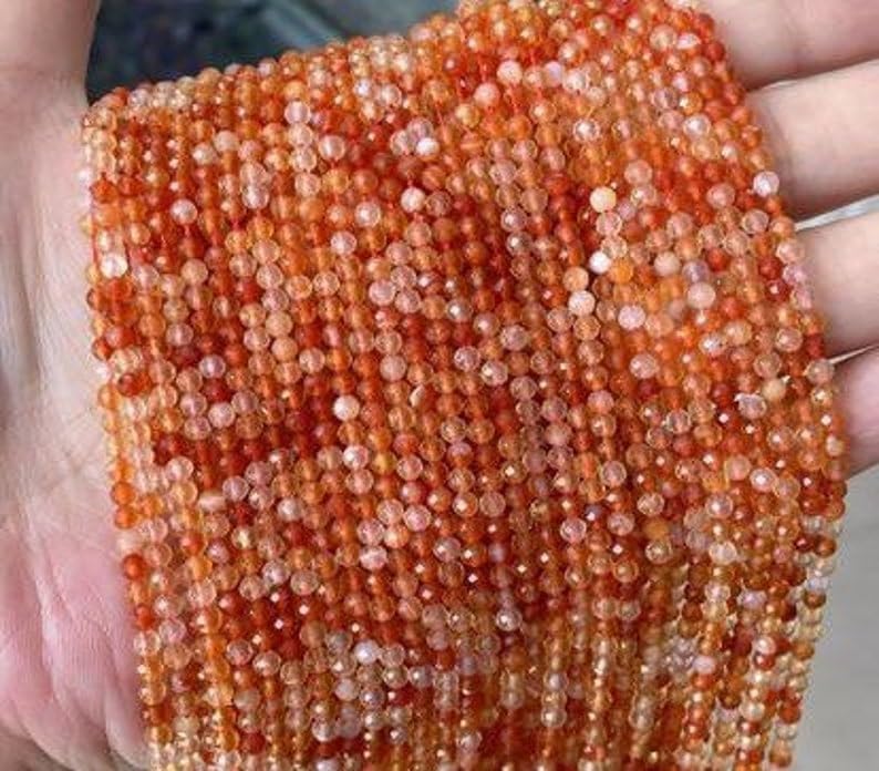 Perles en cornaline naturelle facettées 3mm pour bracelet et collier de créateur - 3