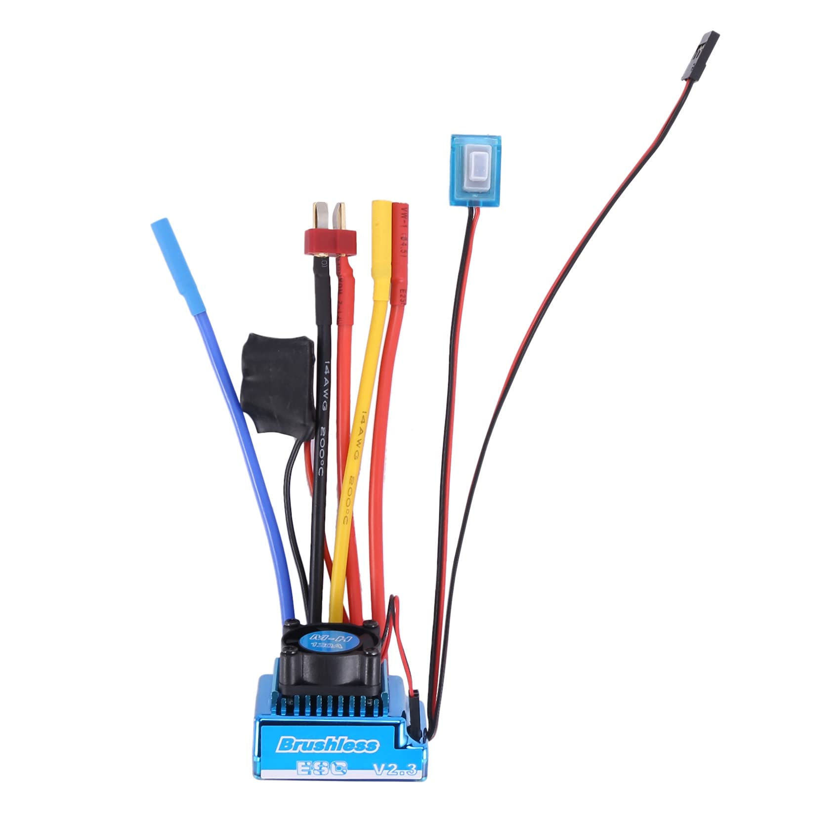 Luejnbogty 120A Brushless Esc Electric Speed Controller Waterproof Dust-Proof Rc Part Accessory, Blue & Black