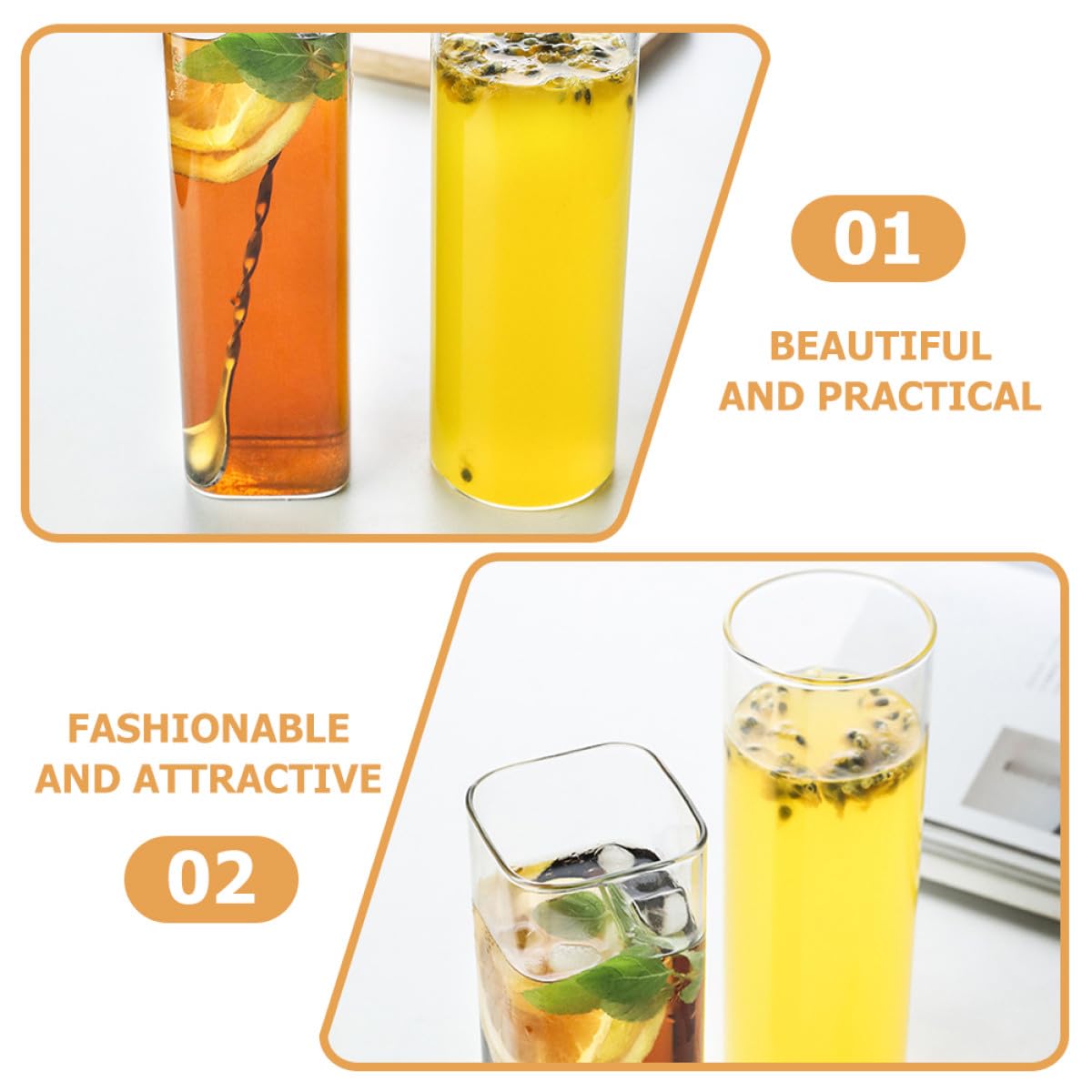 SHINEOFI Bicchieri da Cocktail in Vetro 2 Pezzi, 600ml, Trasparenti | Uso Bar e Ktv, Linee Decorative per Bevande, Set Doppio per Servizio e Presentazione