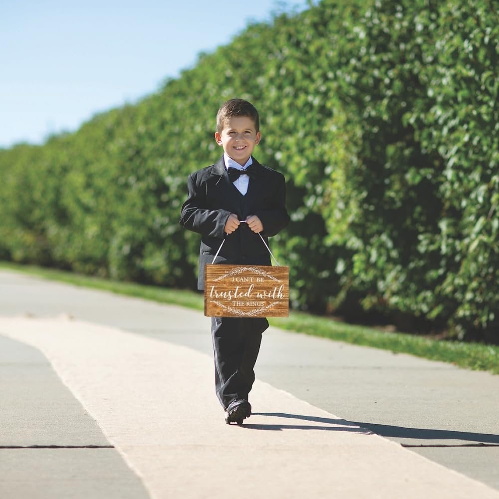 Fun Express Can't Be Trusted Ring Bearer Sign - Humorous Wedding Decor for Ring Bearers Perfect for Funny Weddings Bridal Showers and Receptions - Playful Sign for Special Occasions - 1 Piece