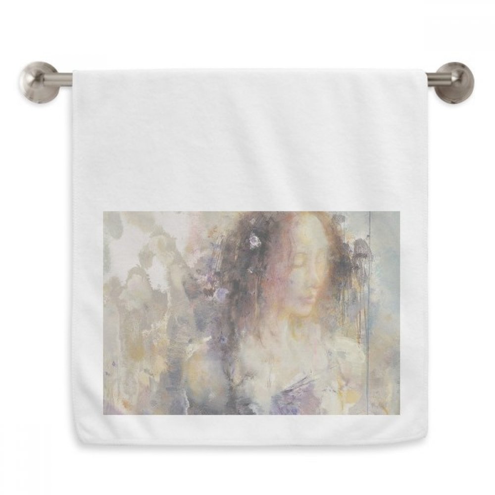 Serviette douce pour peaux sensibles motif peinture à l'huile blanc