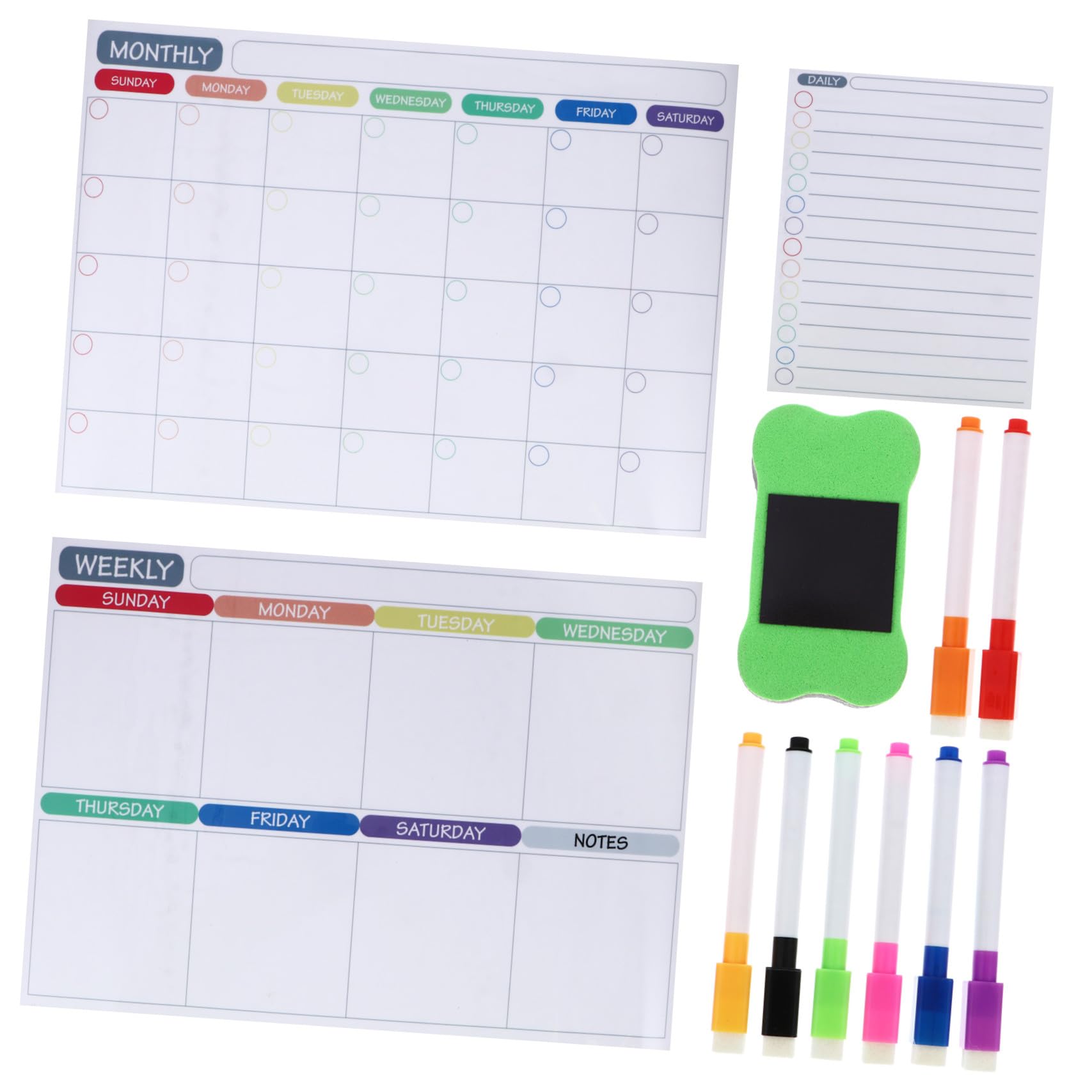 Operitacx 12pezzi Calendario Magnetico per Frigorifero Lavagna Bianca Settimanale Adesivo Cancellabile per Piano Bacheca Magnetica Lista Spesa Colore Casuale