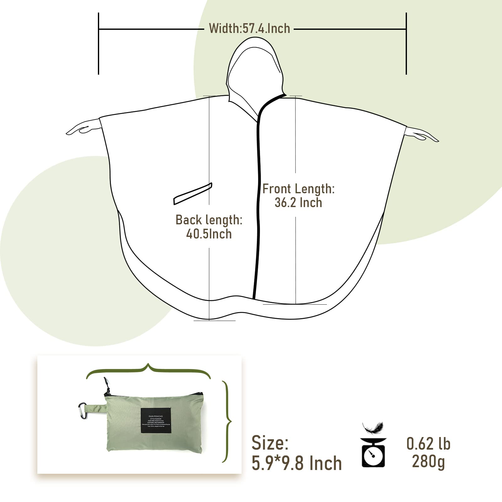Imperméable Poncho avec Capuche Zip pour Adulte