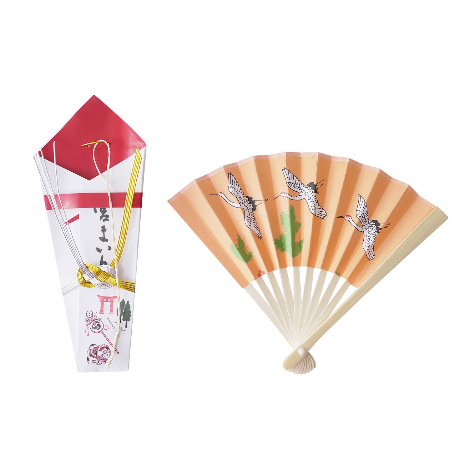 [あめてまり] お宮参り 熨斗扇子 日本製 ひもせん 鶴 のし扇子 扇子 うちわ 鶴 宮詣り セレモニー 赤ちゃん 初着 熨斗目 一ツ身 100日参り きもの 産着 祝い着