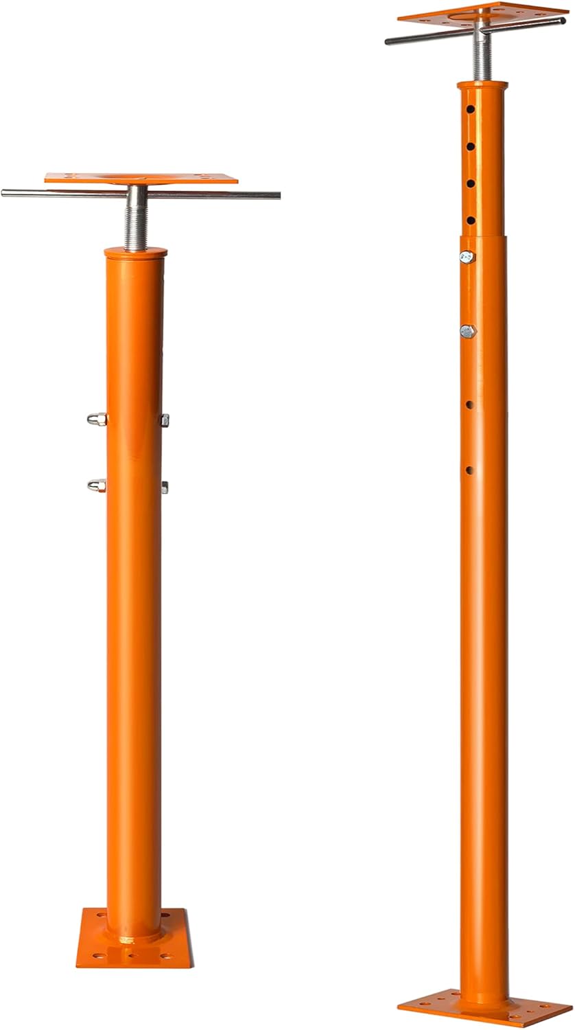House Floor Jack, 48"-93" Adjustable Post Basement Support Pole Jacks, Heaty Duty Telescoping Jacks for Leveling, Floor Joist Jack for House Lifting Temporary Support, 18000 lbs Max Load Capacity 1 PACK Orange