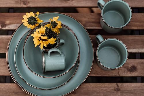 Vista 48 de Barebones Plato profundo esmaltado – Juego de 2 platos llanos – Juego de platos de acero inoxidable horneado acabado a mano – Juego de cocina