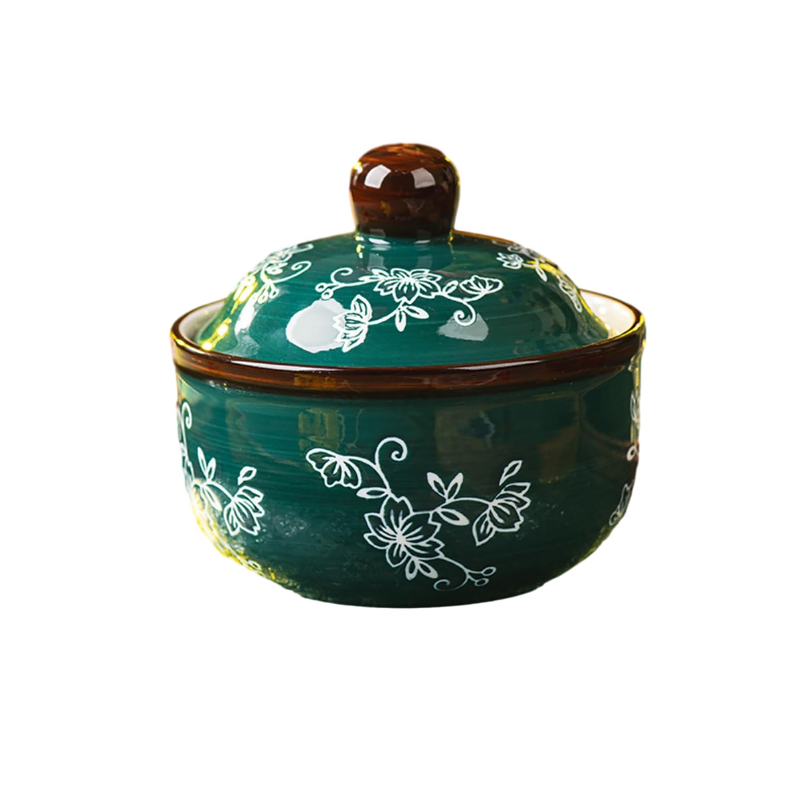 Ragoût de rotin en céramique vert malachite avec couvercle pour cuisine