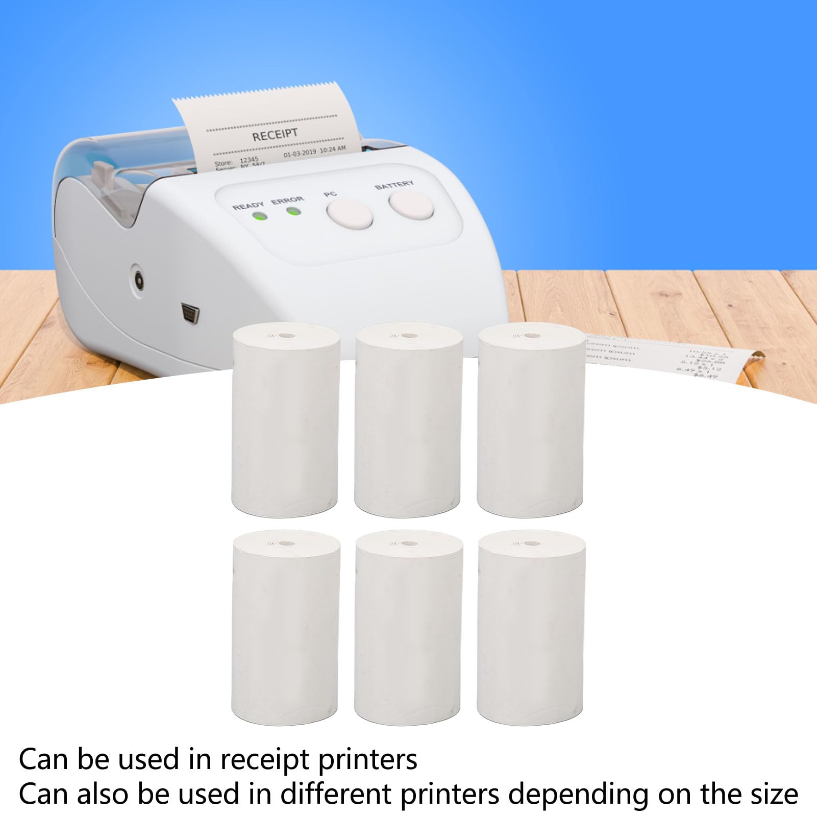 FLEXMAN 50 Rollos de Papel Térmico para Recibos, Papel de Recibo de 3,1 X 2 Pulgadas, Papel Térmico, Papel de Recibo de Impresión Transparente Grueso para Páginas Web, Etiquetas (Sin núcleo de tubo)