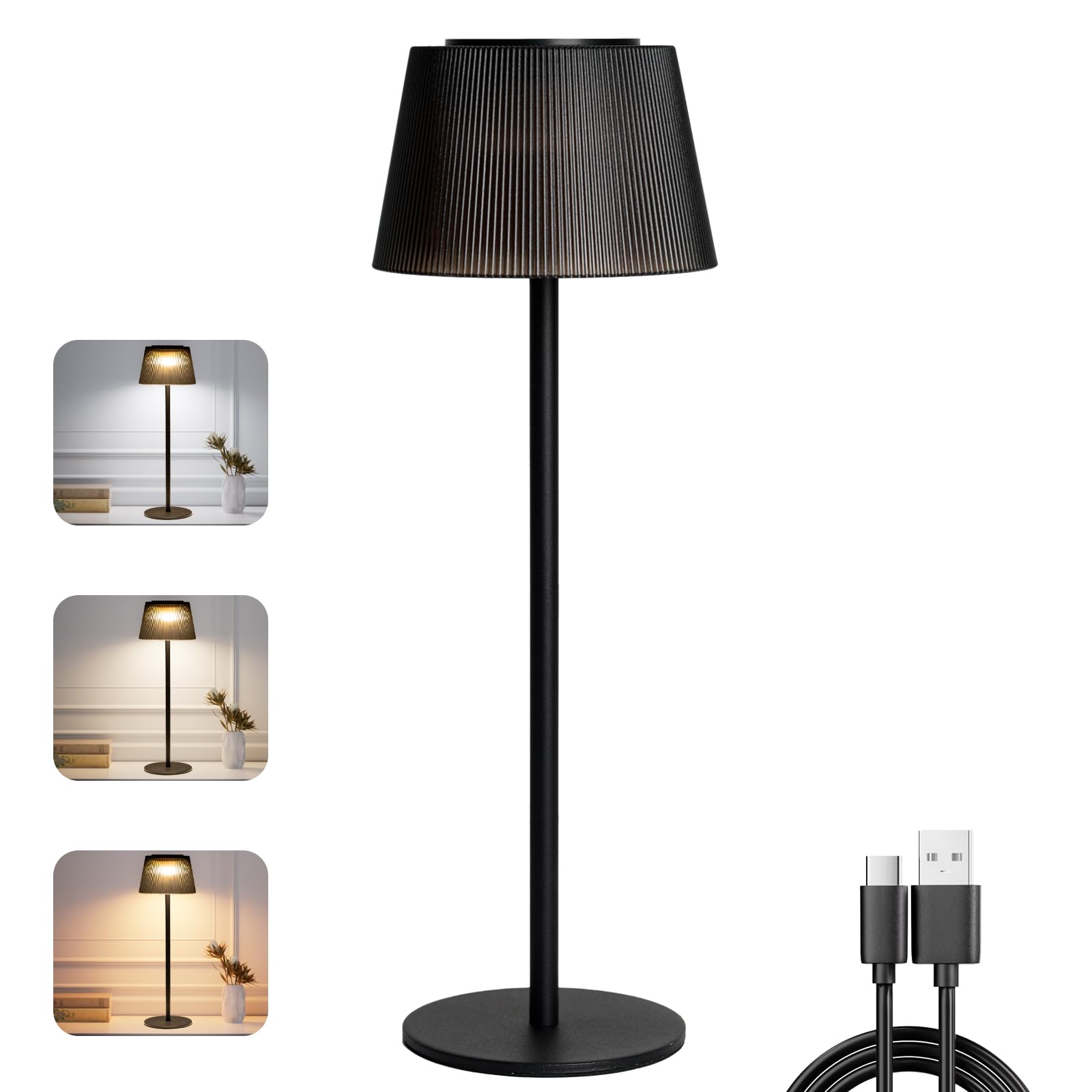 Lampada Da Tavolo Ricaricabile USB-C - Touch Dimmerabile, 4000mAh, IP54, 3 Colori, Regolabile In Altezza - Foto 6