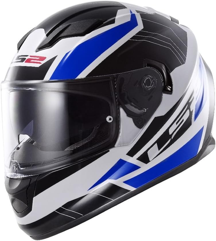 LS2 Stream Omega Full Face Motorcycle Helmet With Sunshield (Blue, X-Large)