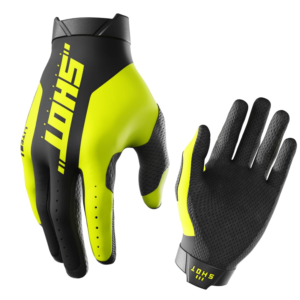 Shot Race Gear Guanti da motocross da uomo, per enduro e downhill MX/MTB, ideali per cross e bici, in materiale traspirante, polsino elastico in neoprene senza