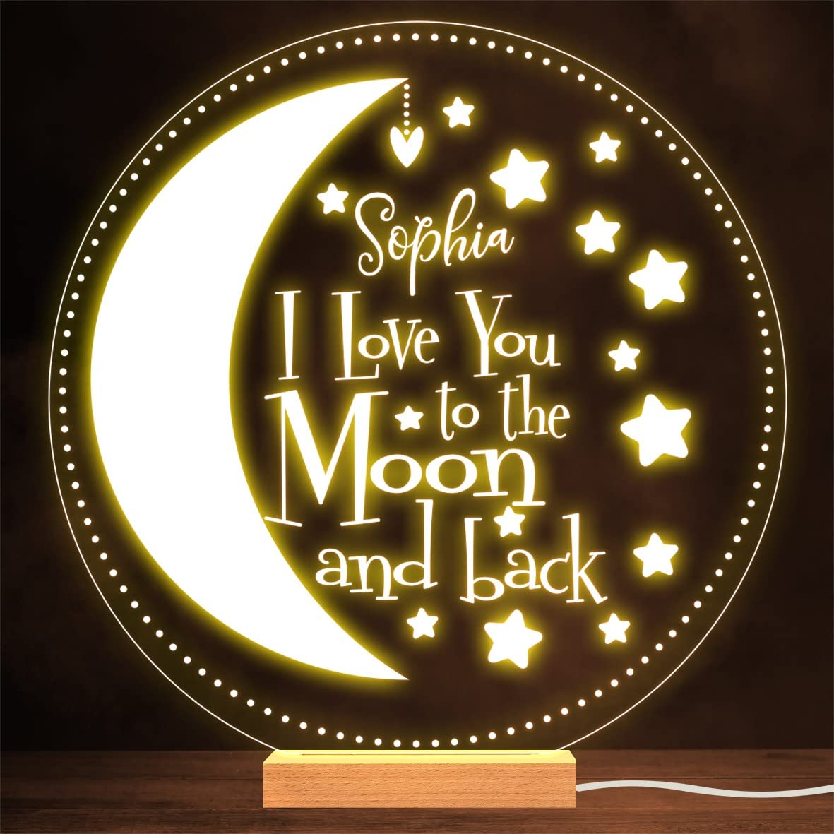 I Love You to The Moon and Back Stars Personalised Gift Night Light