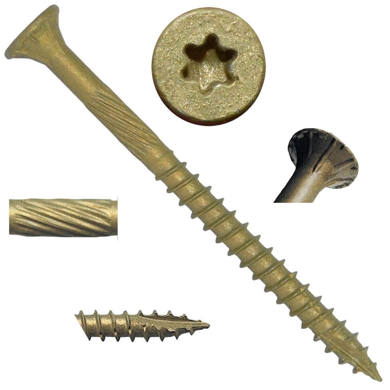 8 x 2 Bronze Coated Exterior Coated - ACQ Compatible Multipurpose Wood Screw -Torx/Star Drive Flat Head 5 POUNDS - 755 Approx. Screw Count
