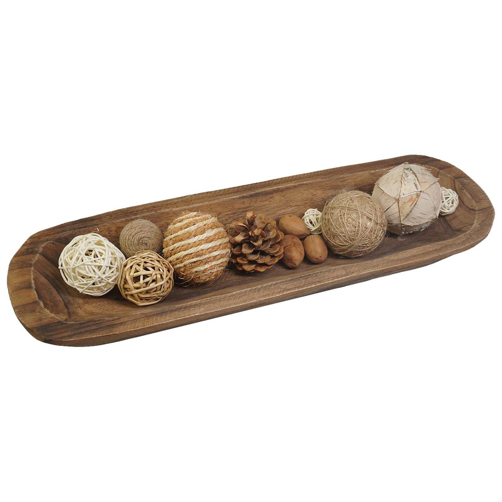 S-SNAIL-OO Decorative Bowl Vintage Wooden Dough Bowls Hand Carved, Farmhouse Country, Restaurant, Cafe Decoration, Place Bread, Fruit, Aromatherapy. (20x6x2in)