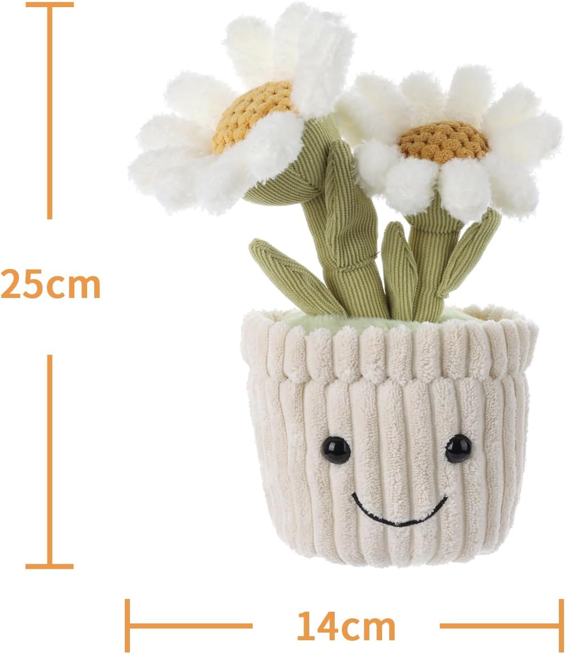 Apricot Lamb Soft Daisy Plant Plush Toy, Stuffed Green Pot, Kawaii Plushie for Kids 10 Inches