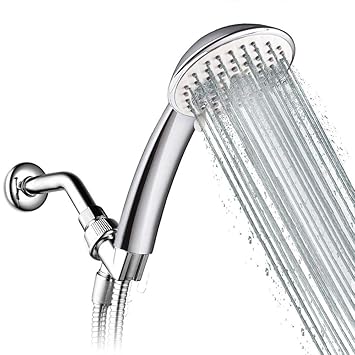 ALTON SHR20955, 5-Function, 2-IN-1 Shower Head with SS-304 Grade 1.5 Meter Tube, 6-INCH Brass Arm and Bracket, Chrome Finish
