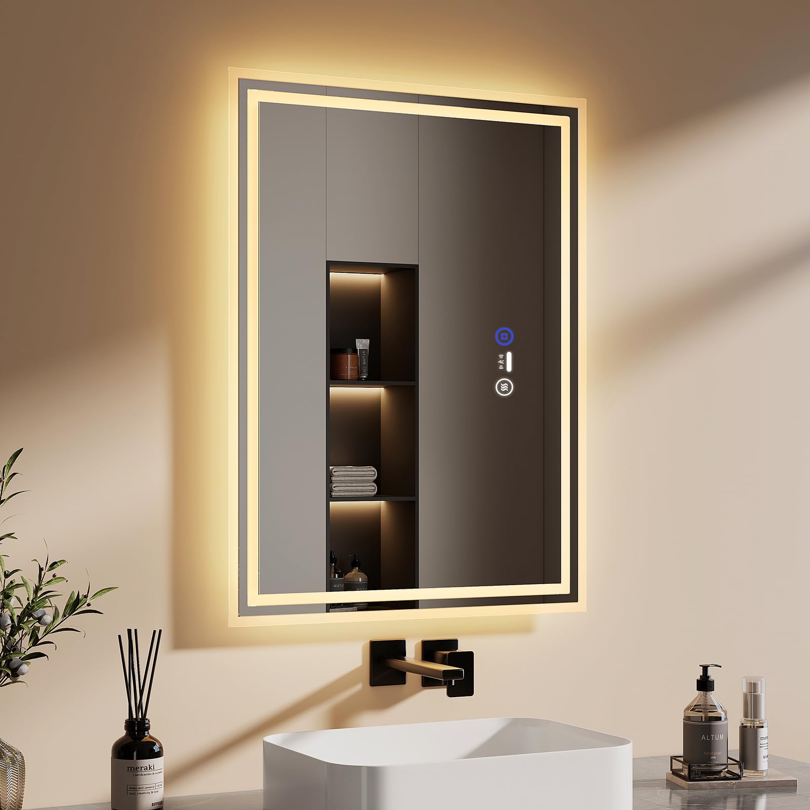 EMKE Sensor Spiegel mit Beleuchtung 80x60cm, Beschlagfrei