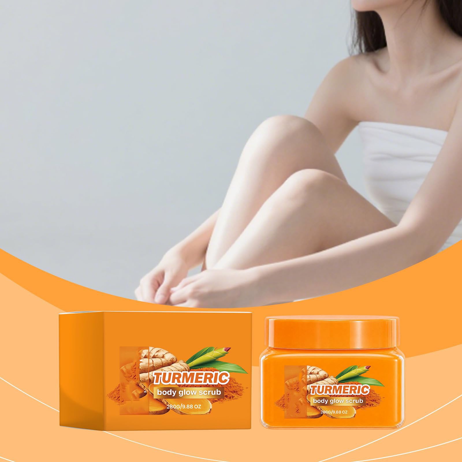 Scrub Corpo Esfoliante alla Curcuma (2 pcs) | Polish Illuminante per Pelle Ruvida e Secca, Scrub Doccia Idratante per Uomini e Donne, Pelle Luminosa e Radiante