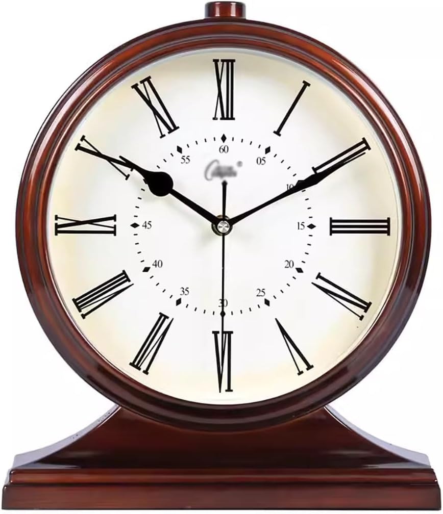 White Mantel Clock,Wood Table Clock Battery Operated,Quartz Silent Movement,Roman Numeral dial,Vintage Clock for Living Room,Office