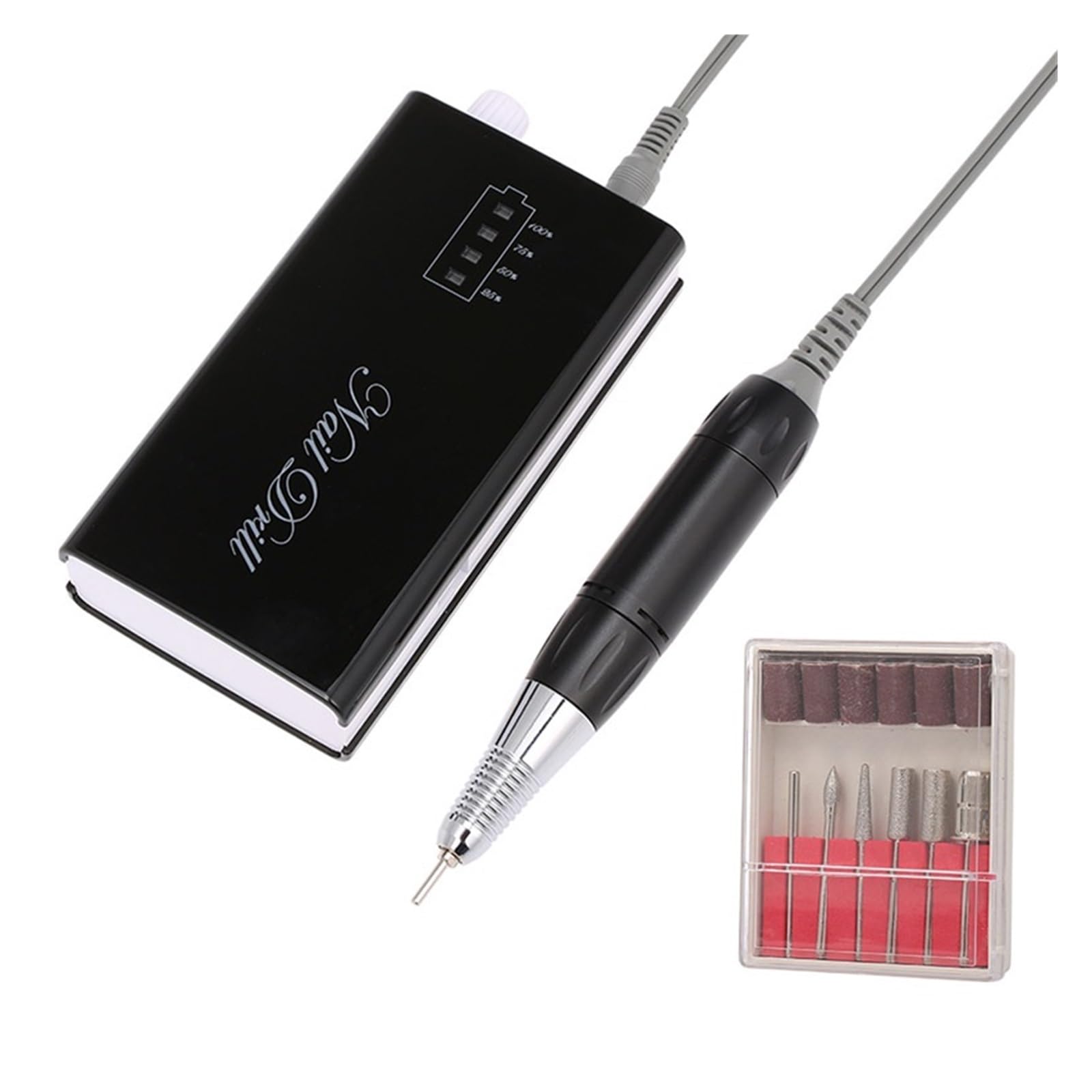 Torno de Uñas Eléctrico, Taladro de uñas eléctrico inalámbrico portátil de 35000RPM, removedor de gel acrílico, kit de brocas for lima de uñas, equipo de pulido de uñas(Bianco)