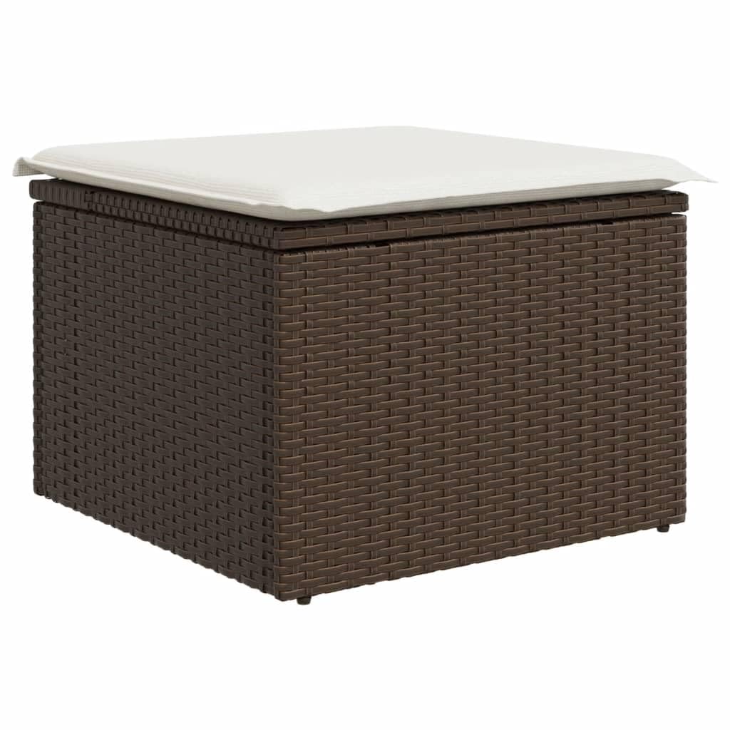 Genérico Taburete de jardín con cojín ratán sintético marrón 55x55x37 cm,Mobiliario,Muebles de jardín,Otomanas de Exterior,Marrón,7 kg,366206