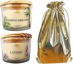 Kit 2 Velas Aromáticas Perfumada Lavanda e Bamboo 100g com Embalagem para Presente