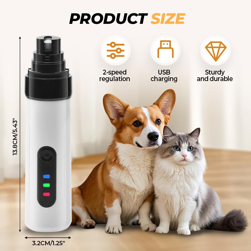 Silent Groom Pro - Molinillo de uñas para perros, molinillo de uñas Silent Groom Pro para mascotas, recargable con carga USB, silencioso, herramienta de alisado de patas de mascotas (2 juegos)