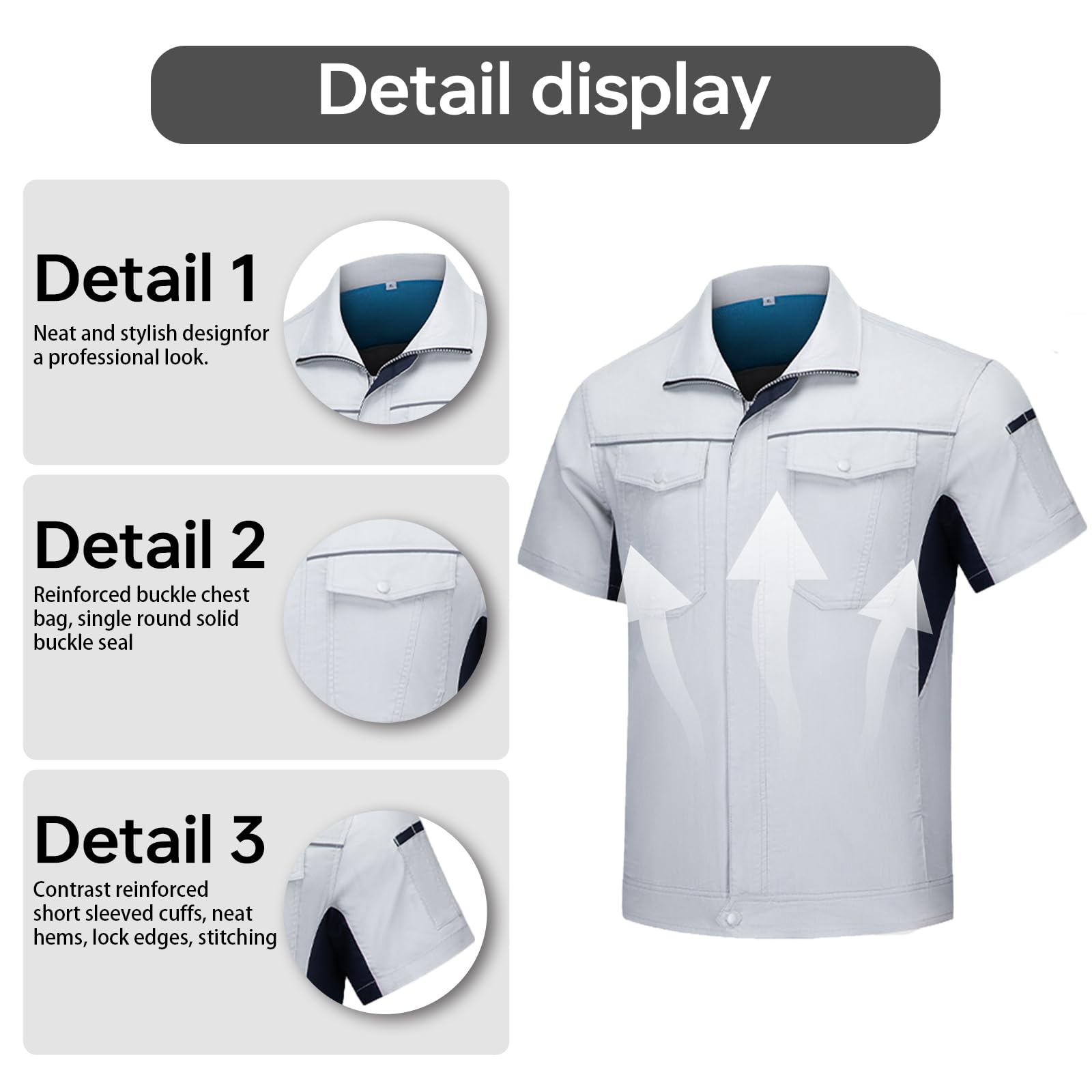 Camicia da lavoro a maniche corte da uomo, ad alta visibilità, riflettente, di sicurezza, uniforme con logo personalizzato