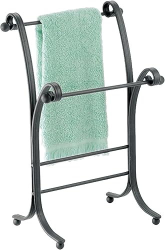 mDesign Hyde Collection - Toallero de mano de acero para encimera - Toallero pequeño independiente de 2 niveles para encimera de baño y tocador -