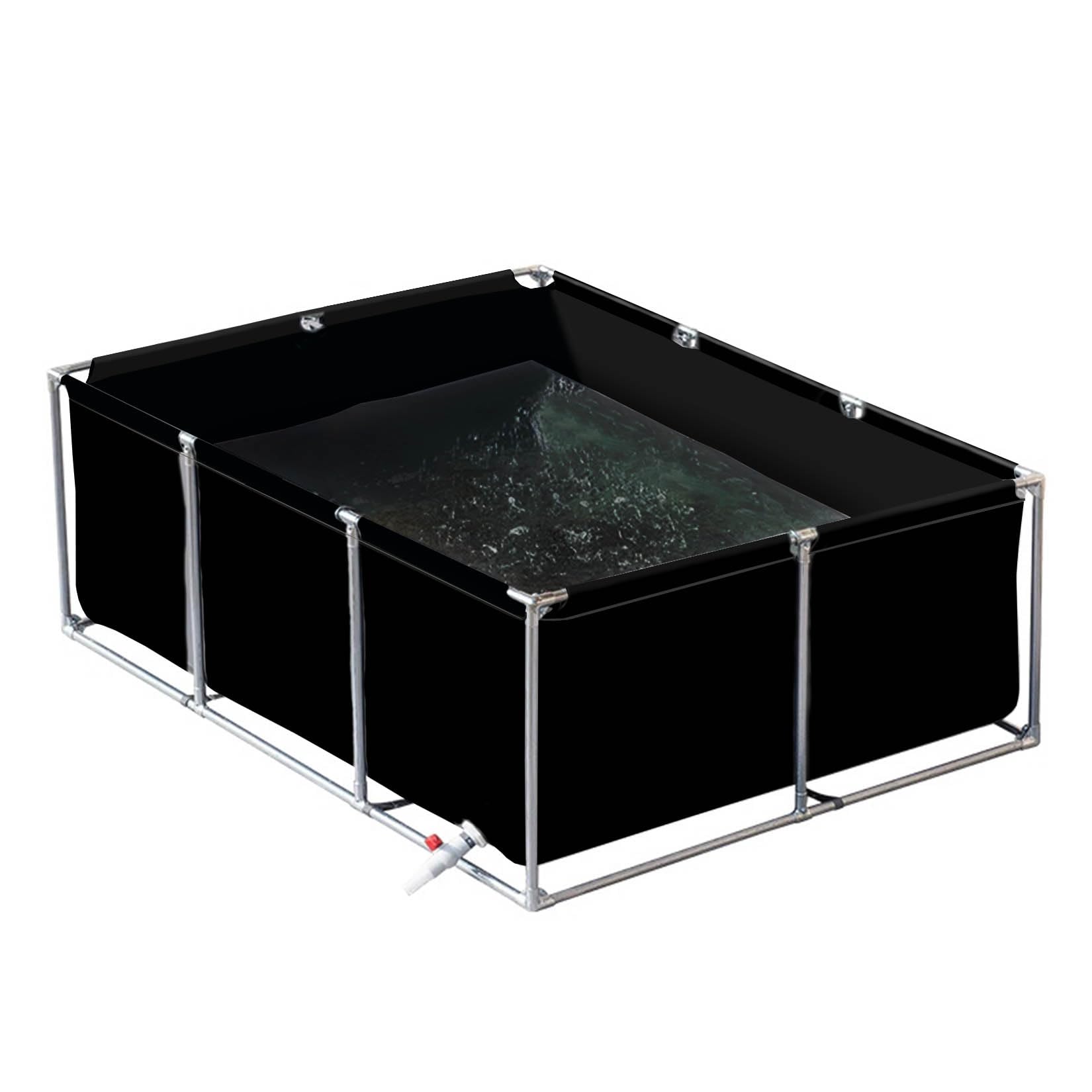 uofgcru Aquaculture Water Tank Cistern, Large Rectangular Pool Frame, temporary fish holding tanks, Water Storage Pool For Koi Fish Turtles Swimming(Black-1×1×0.9m)