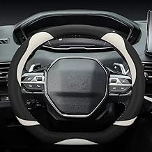 SADQRG Steering Wheel Cover Car PU Leather Car Steering Wheel Cover for Peugeot 508 3008 GT 4008 5008 2017 2018 2019 for Peugeot 2008 2020 2021 (Black)