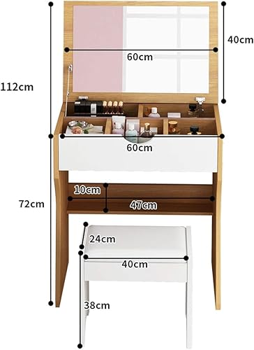 Miniatura 2 de MMLLZEL - Mueble de estilo nórdico simple para el hogar, dormitorio, niña, multifuncional con espejo con taburete de maquillaje, tocador y tocador