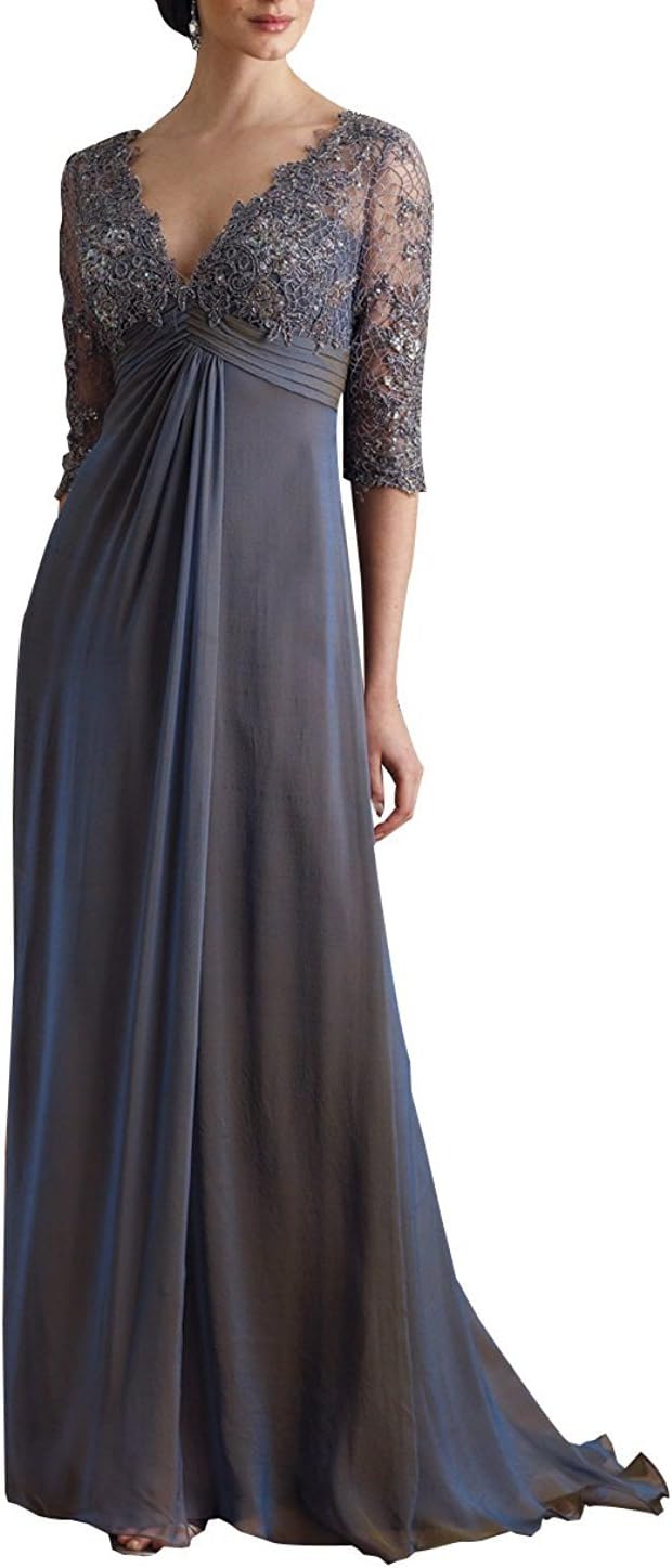 Butterfly Paradise Deep V-Neckline Iridescent Silk Chiffon A-line Dress
