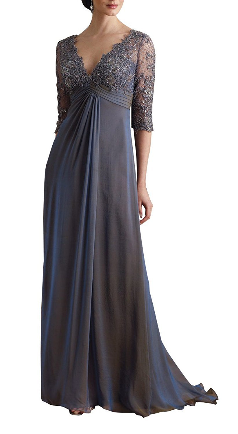 Butterfly Paradise Deep V-Neckline Iridescent Silk Chiffon A-line Dress