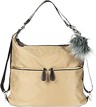 BB Field Women's Shoulder Bag, Backpack, Tote, 3-Way Nylon, With Pom Pom