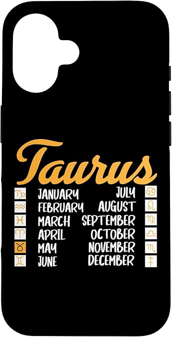 Taurus Merchandise Season Zodiac Sign Astrographic Birthday Case for iPhone 16