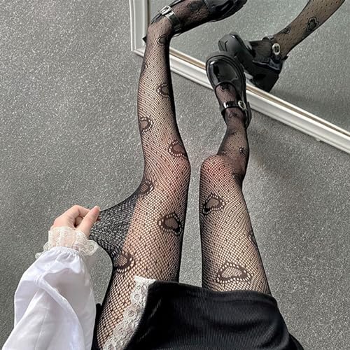 Image of Y2K Patterned Sheer Tights for Women Gothic Punk Thigh High Pantyhose Harajuku Lolita Bandage Fishnet Stockings