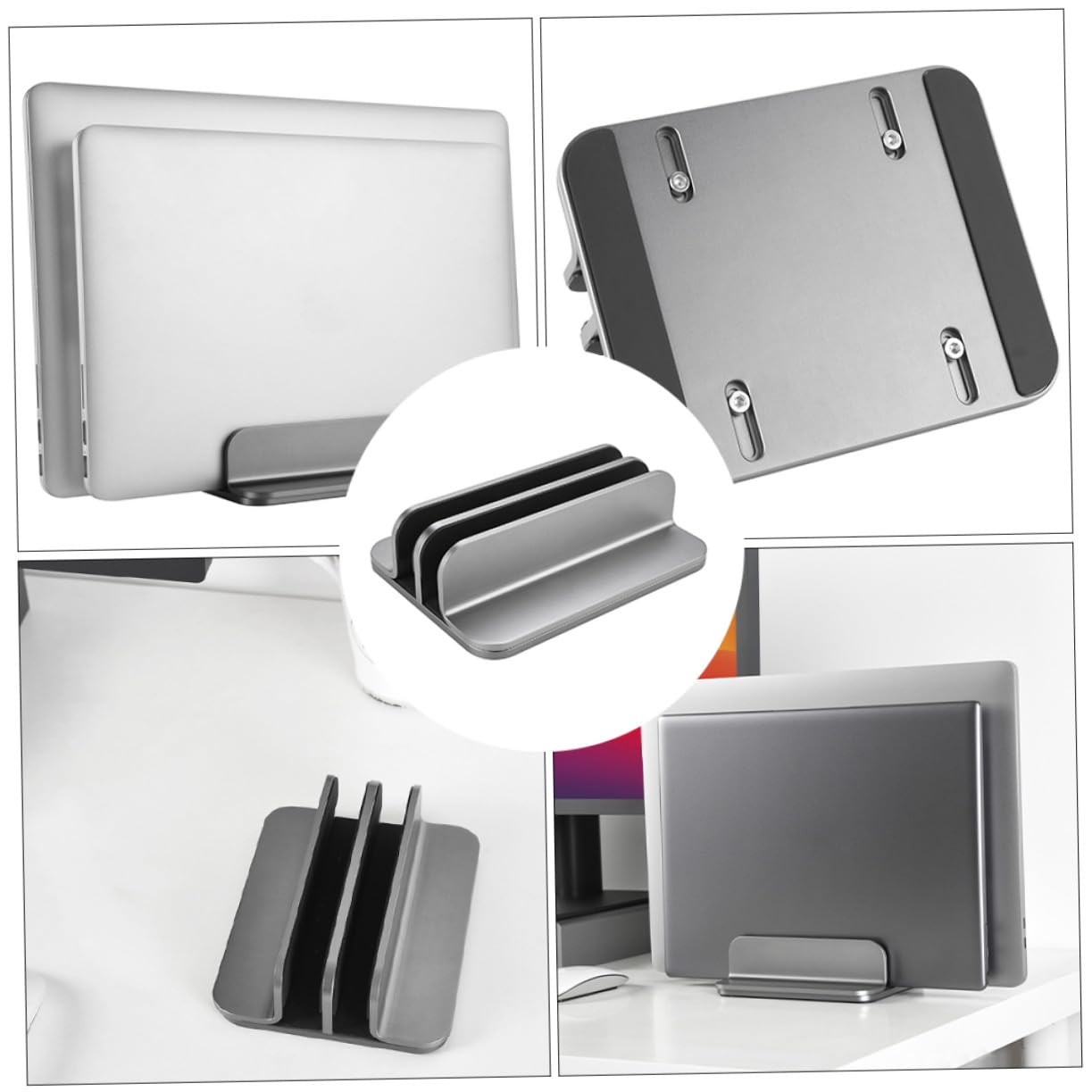 UKCOCO Soporte Portátil Vertical Doble de Aluminio y Resistente para Laptop y Tablet Base Ergonómica y Práctica para Ordenador Diseño Compacto y Duradero