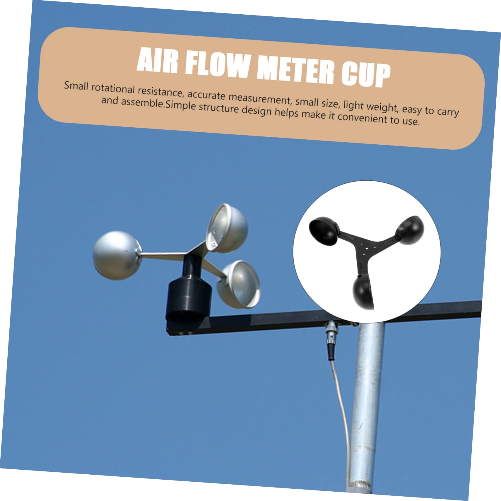 Windmessgerät mit Aufzeichnung als Stabiler Windsensor aus Aluminiumlegierung Ersatz Sensorbecher für Anemometer mit Leichtem Gewicht und Flexibler Passform