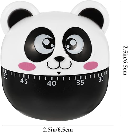 Miniatura 3 de Hemoton Panda - Temporizador mecánico de cocina, temporizador mecánico de panda, temporizador de panda lindo para cuenta regresiva manual de 60