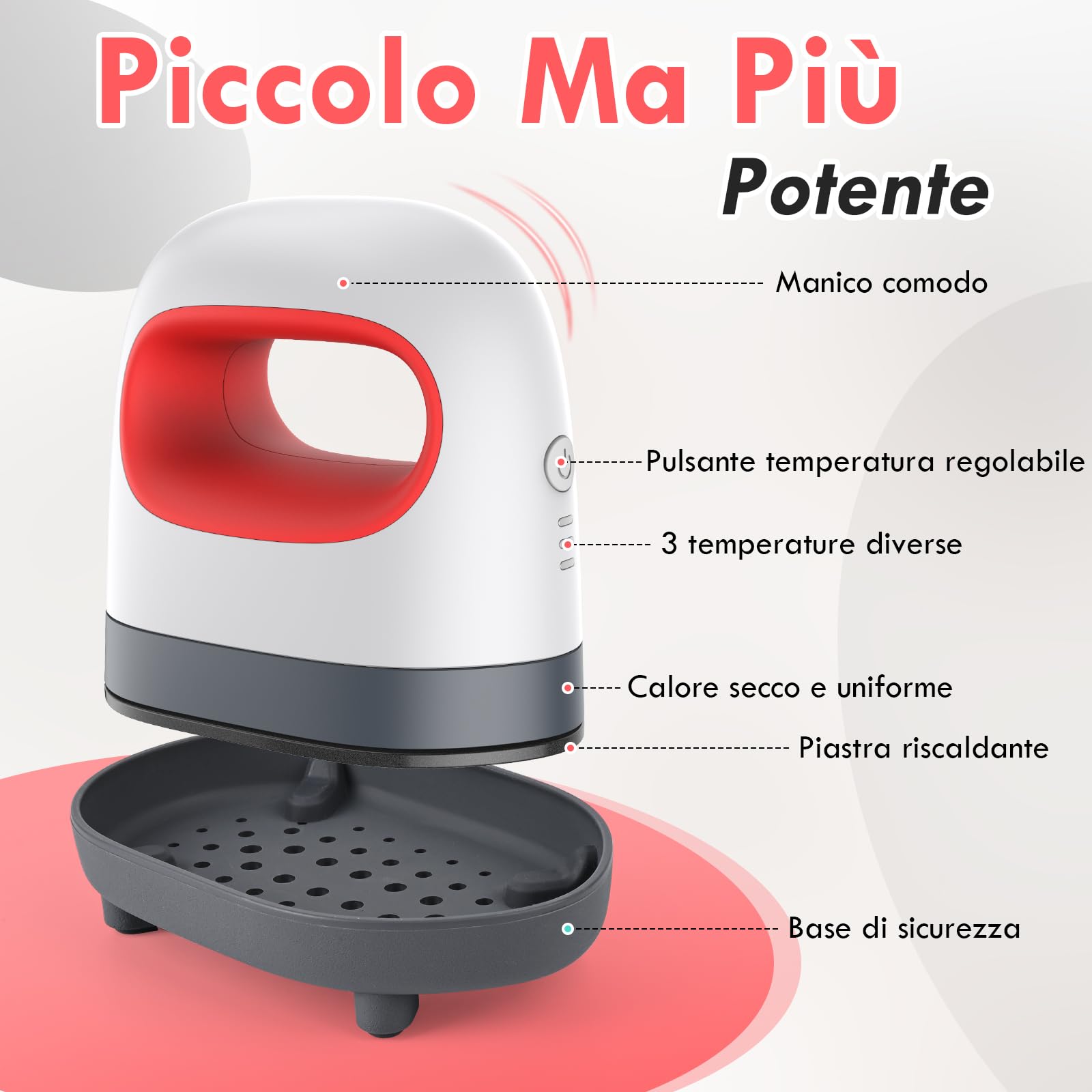 Comius Sharp Mini Pressa a Caldo, Pressa a Caldo Portatile con 3 Livelli di Temperatura, Macchina per Trasferimento Termico per Magliette, Vestiti, Borse, Cappelli (Rosso)