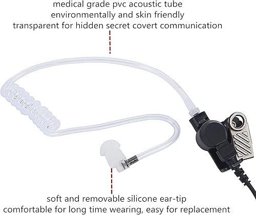 Miniatura 6 de XTS Accessories Walkie Talkie - Auricular de radio y micrófono compatible con Motorola XTS 1500 2250 2500 3000 5000 8000 (cableado, negro)